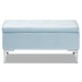 Baxton Studio Mabel Modern and Contemporary Transitional Light Blue Velvet Fabric Upholstered Silver Finished Storage Ottoman - WS-20093-Light Blue Velvet/Silver-Otto