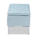 Baxton Studio Mabel Modern and Contemporary Transitional Light Blue Velvet Fabric Upholstered Silver Finished Storage Ottoman - WS-20093-Light Blue Velvet/Silver-Otto