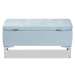 Baxton Studio Mabel Modern and Contemporary Transitional Light Blue Velvet Fabric Upholstered Silver Finished Storage Ottoman - WS-20093-Light Blue Velvet/Silver-Otto