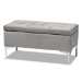 Baxton Studio Mabel Modern and Contemporary Transitional Grey Velvet Fabric Upholstered Silver Finished Storage Ottoman