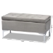 Baxton Studio Mabel Modern and Contemporary Transitional Grey Velvet Fabric Upholstered Silver Finished Storage Ottoman - WS-20093-Grey Velvet/Silver-Otto