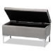 Baxton Studio Mabel Modern and Contemporary Transitional Grey Velvet Fabric Upholstered Silver Finished Storage Ottoman - WS-20093-Grey Velvet/Silver-Otto