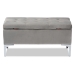 Baxton Studio Mabel Modern and Contemporary Transitional Grey Velvet Fabric Upholstered Silver Finished Storage Ottoman - WS-20093-Grey Velvet/Silver-Otto