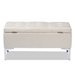 Baxton Studio Mabel Modern and Contemporary Transitional Beige Velvet Fabric Upholstered Silver Finished Storage Ottoman - WS-20093-Beige Velvet/Silver-Otto