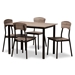 Baxton Studio Marcus Modern Industrial Black Metal and Rustic Oak Brown Finished Wood 5-Piece Dining Set