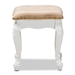Baxton Studio Isabella Classic and Traditional French Beige Velvet Fabric Upholstered and White Finished Wood Ottoman Stool - HL7B-A026-Stool