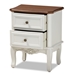 Baxton Studio Darlene Classic and Traditional French White and Cherry Brown Finished Wood 2-Drawer End Table - JY-132054-2 DW ET