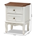 Baxton Studio Darlene Classic and Traditional French White and Cherry Brown Finished Wood 2-Drawer End Table - JY-132054-2 DW ET