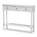 Baxton Studio Calvin Classic and Traditional French Farmhouse White Finished Wood 3-Drawer Entryway Console Table