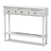 Baxton Studio Calvin Classic and Traditional French Farmhouse White Finished Wood 3-Drawer Entryway Console Table - WERPL-02-White-Console