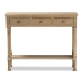 Baxton Studio Calvin Classic and Traditional French Farmhouse Oak Brown Finished Wood 3-Drawer Entryway Console Table - WERPL-01-Brown-Console