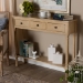 Baxton Studio Calvin Classic and Traditional French Farmhouse Oak Brown Finished Wood 3-Drawer Entryway Console Table - WERPL-01-Brown-Console