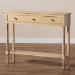 Baxton Studio Calvin Classic and Traditional French Farmhouse Oak Brown Finished Wood 3-Drawer Entryway Console Table - WERPL-01-Brown-Console