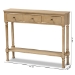 Baxton Studio Calvin Classic and Traditional French Farmhouse Oak Brown Finished Wood 3-Drawer Entryway Console Table - WERPL-01-Brown-Console