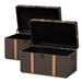 Baxton Studio Stephen Modern and Contemporary Transitional Dark Brown Fabric Upholstered and Oak Brown Finished 2-Piece Storage Trunk Set - R87R537-2PC Trunk Set