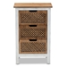 Baxton Studio Vincent Rustic Farmhouse and Shabby Chic White and Oak Brown Finished 3-Drawer Wood Storage Cabinet - LD19A018-3DW Cabinet