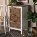 Baxton Studio Vincent Rustic Farmhouse and Shabby Chic White and Oak Brown Finished 3-Drawer Wood Storage Cabinet - LD19A018-3DW Cabinet