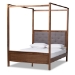 Baxton Studio Natasha Modern and Contemporary Grey Fabric Upholstered and Walnut Brown Finished Wood King Size Platform Canopy Bed - MG0021-Gray/Walnut-King