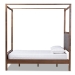 Baxton Studio Natasha Modern and Contemporary Grey Fabric Upholstered and Walnut Brown Finished Wood King Size Platform Canopy Bed - MG0021-Gray/Walnut-King