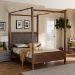 Baxton Studio Natasha Modern and Contemporary Grey Fabric Upholstered and Walnut Brown Finished Wood King Size Platform Canopy Bed - MG0021-Gray/Walnut-King