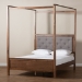 Baxton Studio Natasha Modern and Contemporary Grey Fabric Upholstered and Walnut Brown Finished Wood King Size Platform Canopy Bed - MG0021-Gray/Walnut-King