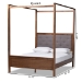 Baxton Studio Natasha Modern and Contemporary Grey Fabric Upholstered and Walnut Brown Finished Wood King Size Platform Canopy Bed - MG0021-Gray/Walnut-King