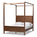 Baxton Studio Veronica Modern and Contemporary Walnut Brown Finished Wood King Size Platform Canopy Bed - MG0021-1-Walnut-King