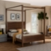 Baxton Studio Veronica Modern and Contemporary Walnut Brown Finished Wood King Size Platform Canopy Bed - MG0021-1-Walnut-King
