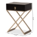 Baxton Studio Patricia Modern and Contemporary Black Finished Wood and Powder Coated Brass Effect Metal 1-Drawer End Table - JY1956-ET