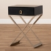 Baxton Studio Patricia Modern and Contemporary Black Finished Wood and Powder Coated Brass Effect Metal 1-Drawer End Table - JY1956-ET