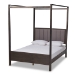 Baxton Studio Natasha Modern and Contemporary Grey Fabric Upholstered and Dark Grey Oak Finished Wood King Size Platform Canopy Bed