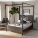 Baxton Studio Natasha Modern and Contemporary Grey Fabric Upholstered and Dark Grey Oak Finished Wood King Size Platform Canopy Bed - MG0021-2-Gray/Green Gray-King