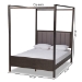 Baxton Studio Natasha Modern and Contemporary Grey Fabric Upholstered and Dark Grey Oak Finished Wood King Size Platform Canopy Bed - MG0021-2-Gray/Green Gray-King