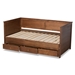 Baxton Studio Thomas Classic and Traditional Walnut Brown Finished Wood Expandable Twin Size to King Size Daybed with Storage Drawers - MG0032-Walnut-3DW-Daybed
