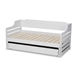 Baxton Studio Jameson Modern and Transitional White Finished Expandable Twin Size to King Size Daybed with Storage Drawer - MG0033-1-White-Daybed