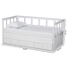 Baxton Studio Kendra Modern and Contemporary White Finished Expandable Twin Size to King Size Daybed with Storage Drawers - MG0035-White-3DW-Daybed