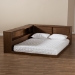 Baxton Studio Erie Modern Rustic and Transitional Walnut Brown Finished Wood Queen Size Platform Storage Bed with Built-In Outlet - MG0031-Walnut-Queen