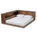 Baxton Studio Erie Modern Rustic and Transitional Walnut Brown Finished Wood Queen Size Platform Storage Bed with Built-In Outlet - MG0031-Walnut-Queen