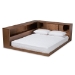 Baxton Studio Erie Modern Rustic and Transitional Walnut Brown Finished Wood Queen Size Platform Storage Bed with Built-In Outlet - MG0031-Walnut-Queen