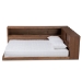 Baxton Studio Erie Modern Rustic and Transitional Walnut Brown Finished Wood Queen Size Platform Storage Bed with Built-In Outlet - MG0031-Walnut-Queen