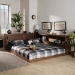 Baxton Studio Erie Modern Rustic and Transitional Walnut Brown Finished Wood Queen Size Platform Storage Bed with Built-In Outlet - MG0031-Walnut-Queen