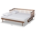 Baxton Studio Muriel Modern and Transitional Walnut Brown Finished Wood Expandable Twin Size to King Size Spindle Daybed - MG0037-Walnut-Daybed