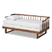 Baxton Studio Muriel Modern and Transitional Walnut Brown Finished Wood Expandable Twin Size to King Size Spindle Daybed - MG0037-Walnut-Daybed