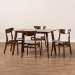 Baxton Studio Orion Mid-Century Modern Transitional Light Beige Fabric Upholstered and Walnut Brown Finished Wood 5-Piece Dining Set - Parlin/Fiesta-Latte/Walnut-5PC Dining Set