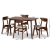 Baxton Studio Orion Mid-Century Modern Transitional Light Beige Fabric Upholstered and Walnut Brown Finished Wood 5-Piece Dining Set - Parlin/Fiesta-Latte/Walnut-5PC Dining Set