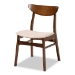 Baxton Studio Philip Mid-Century Modern Transitional Light Beige Fabric Upholstered and Walnut Brown Finished Wood 5-Piece Dining Set - Parlin/Hexa-Latte/Walnut-5PC Dining Set
