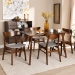 Baxton Studio Orion Mid-Century Modern Transitional Light Grey Fabric Upholstered and Walnut Brown Finished Wood 5-Piece Dining Set - Parlin/Fiesta-Smoke/Walnut-5PC Dining Set