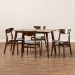 Baxton Studio Orion Mid-Century Modern Transitional Light Grey Fabric Upholstered and Walnut Brown Finished Wood 5-Piece Dining Set - Parlin/Fiesta-Smoke/Walnut-5PC Dining Set