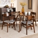 Baxton Studio Philip Mid-Century Modern Transitional Light Grey Fabric Upholstered and Walnut Brown Finished Wood 5-Piece Dining Set - Parlin/Hexa-Smoke/Walnut-5PC Dining Set