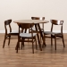 Baxton Studio Philip Mid-Century Modern Transitional Light Grey Fabric Upholstered and Walnut Brown Finished Wood 5-Piece Dining Set - Parlin/Hexa-Smoke/Walnut-5PC Dining Set